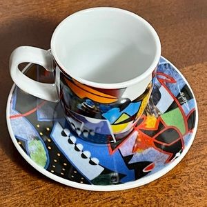 Cafe Najjir Demitasse Espresso Cup & Saucer Limited Edition Colorful Abstract